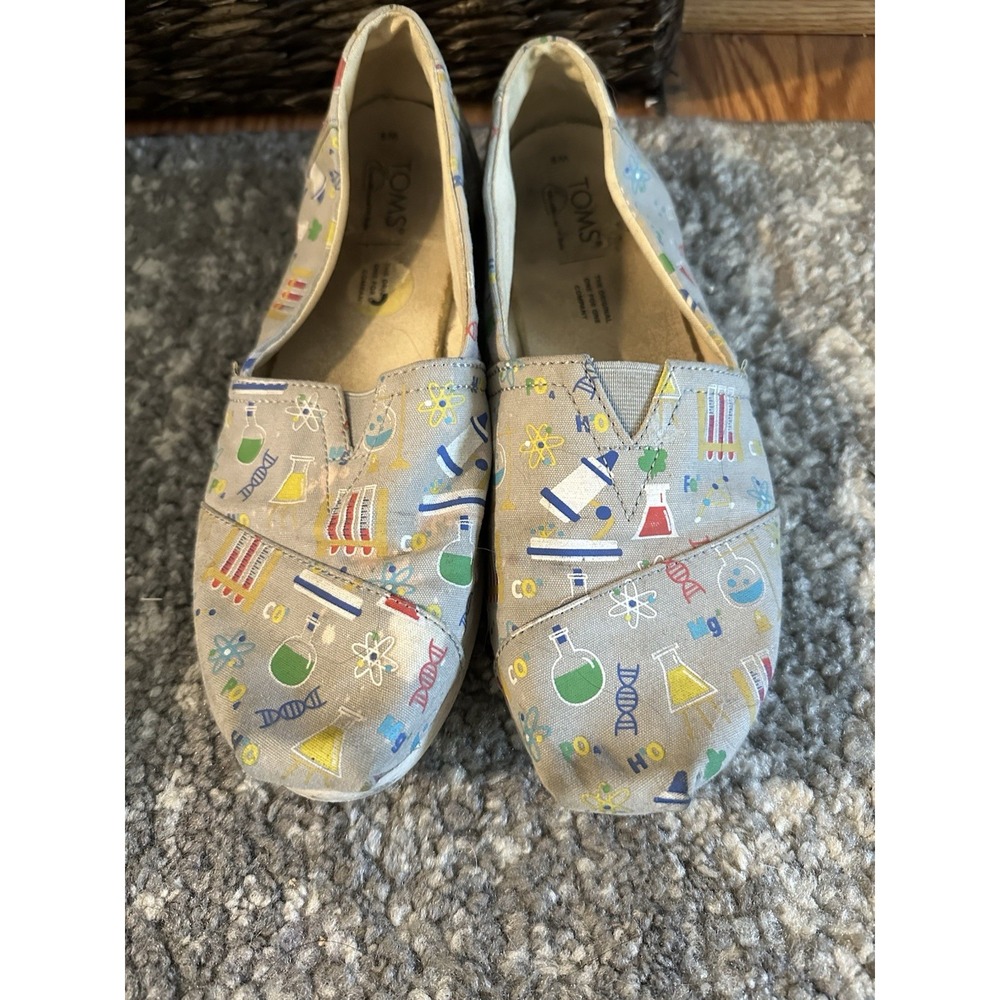 Toms Slip On Science Shoes Flats Glow In The Dark Women's SIZE 9 PREOWNED